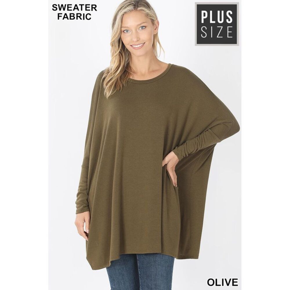 World of Leggings Oversized Round Neck Poncho Plus Size Sweater